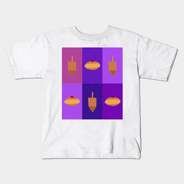 D&amp;D - Doughnuts and Dreidels Purple Grid Kids T-Shirt by TillaCrowne